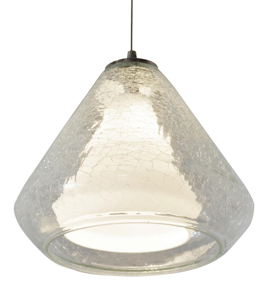 Armitage LED Pendant - 3000K - 120-277V - Satin Nickel - Clear Crackle