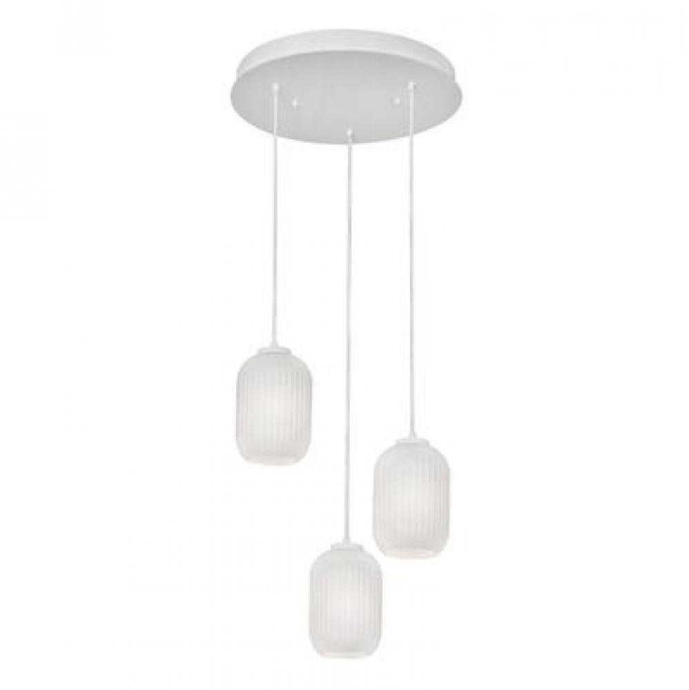 Callie 3 Light Round Pendant,120V,White