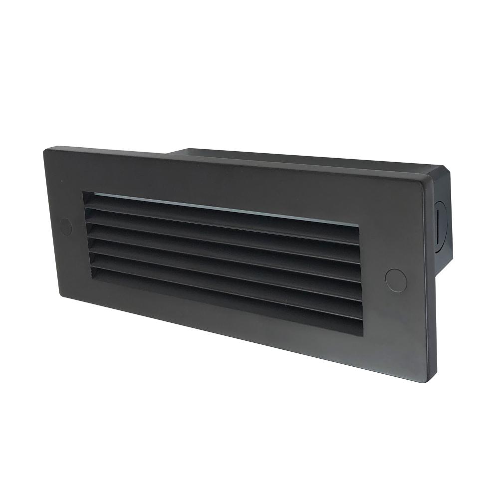 Brick Die-Cast LED Step Light w/ Horizontal Louver Face Plate, 118lm / 4.6W, 3000K, Bronze Finish