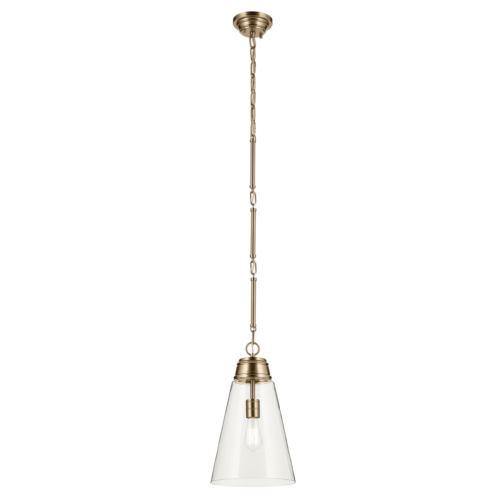 Marsailli 19" 1-Light Medium Pendant with Clear Glass in Champagne Bronze