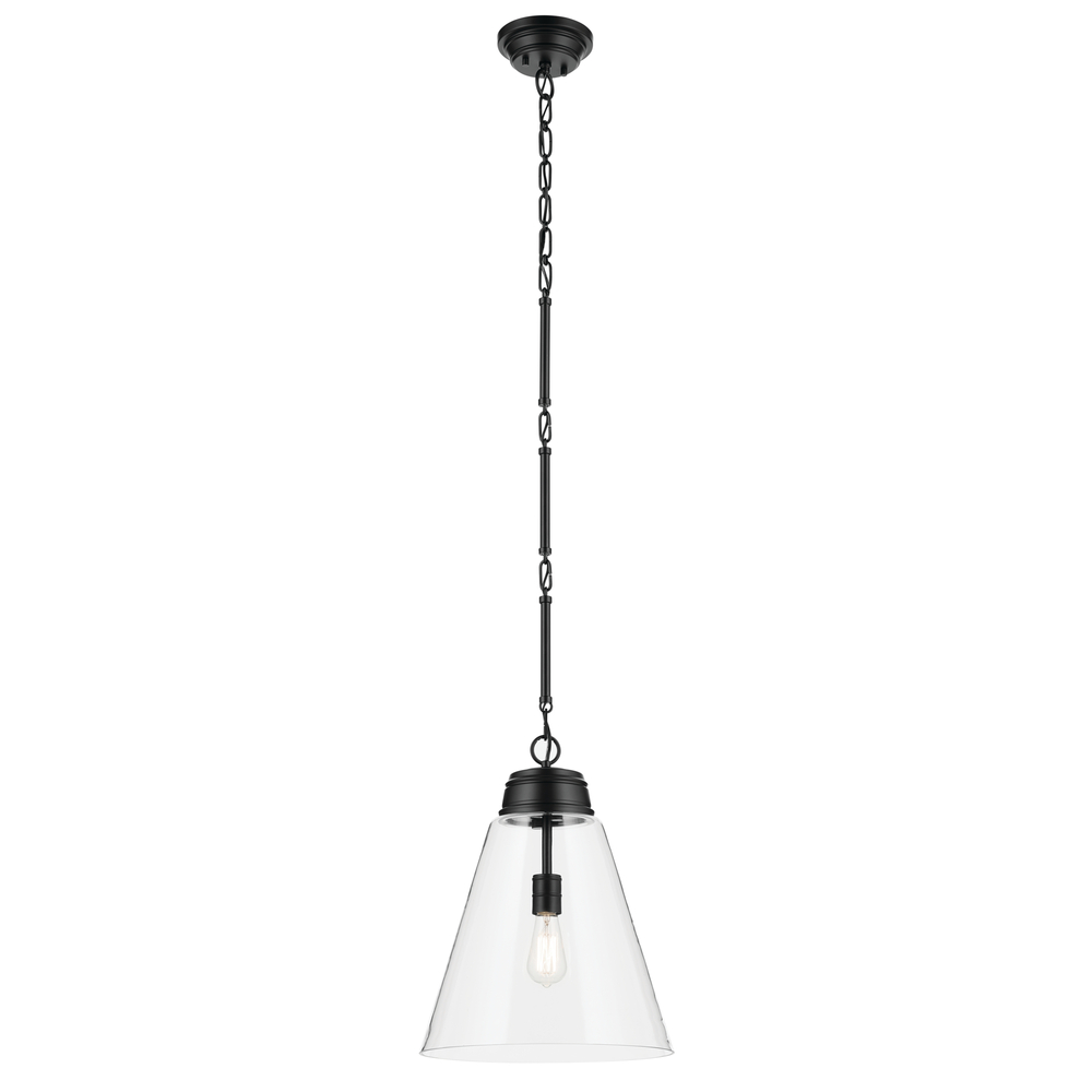 Marsailli 19.75" 1-Light Large Pendant with Clear Glass in Black