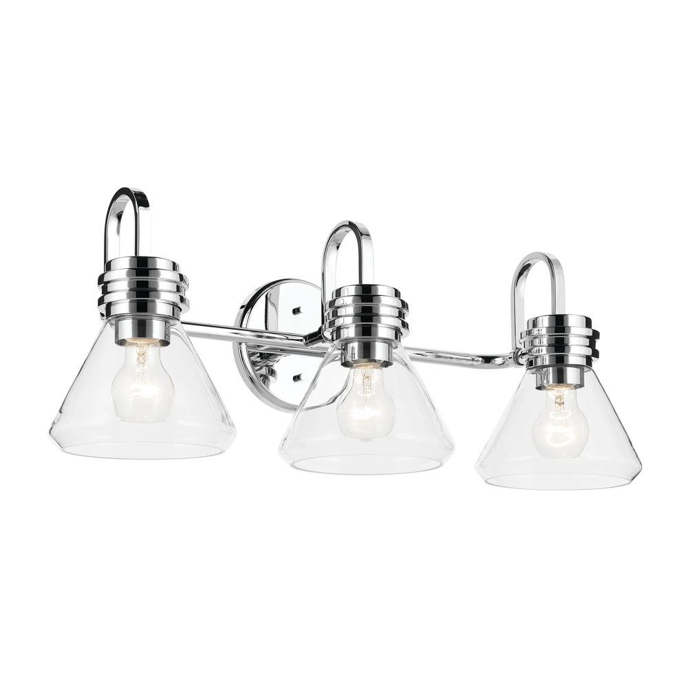 Farum 26" 3-Light Vanity Light with Clear Glass in Chrome