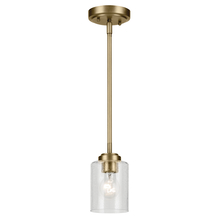 Kichler 44032NBR - Winslow 7.5" 1-Light Mini Pendant Light with Clear Seeded Glass in Natural Brass
