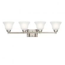 Kichler 5391NI - Langford 35" 4 Light Vanity Light with Satin Etched White Glass in Brushed Nickel