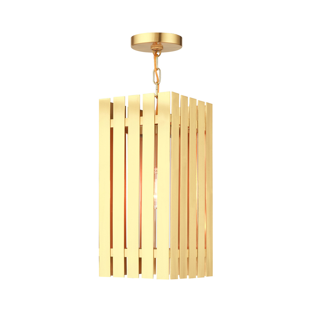 1 Lt Satin Brass Outdoor Pendant Lantern