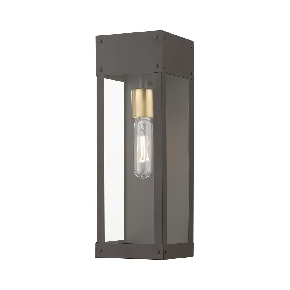 1 Light Bronze with Antique Brass Candle Outdoor Wall Lantern