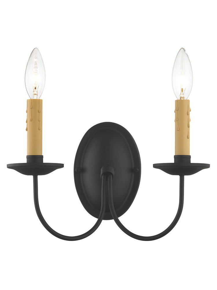 2 Light Black Wall Sconce