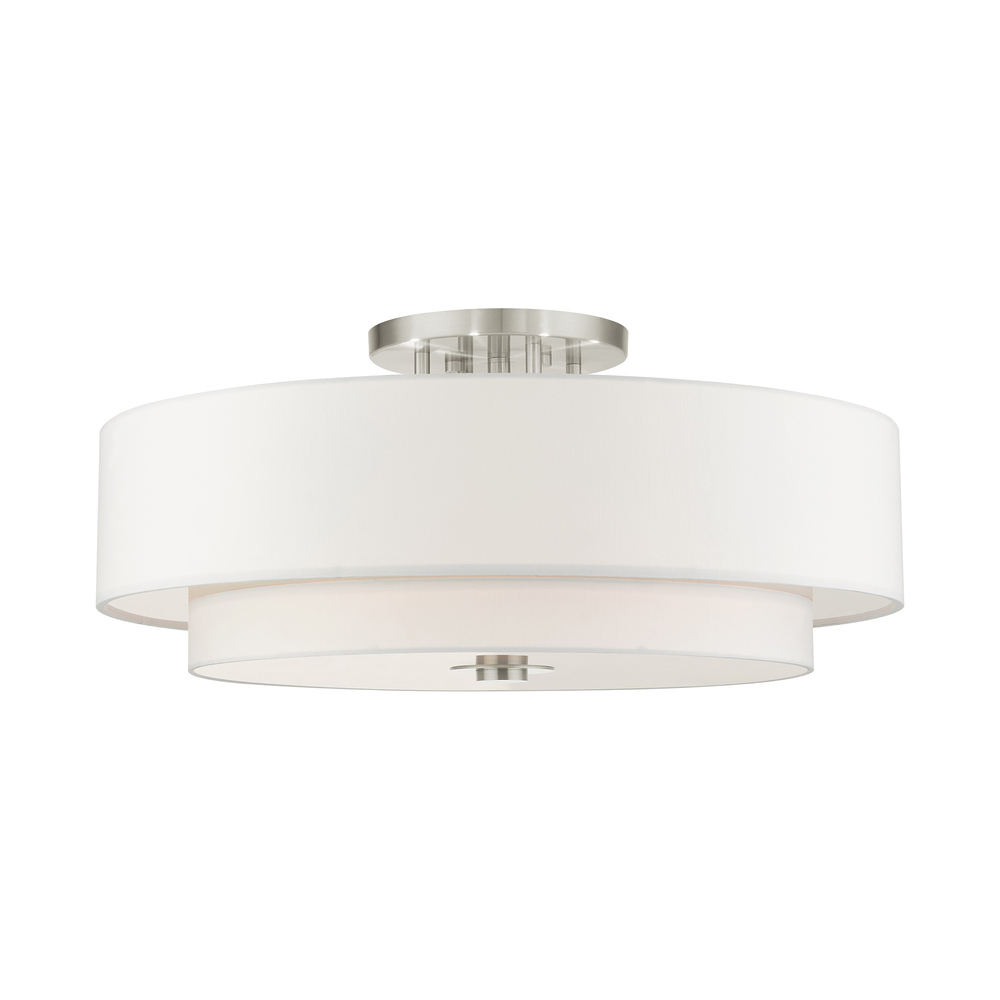 6 Lt Brushed Nickel Semi Flush