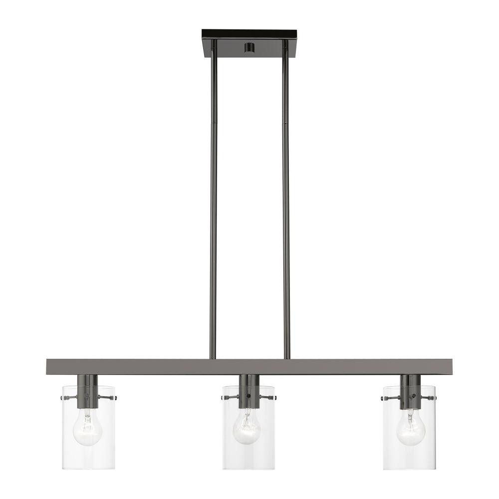 Munich 3-Light Black Chrome Linear Chandelier