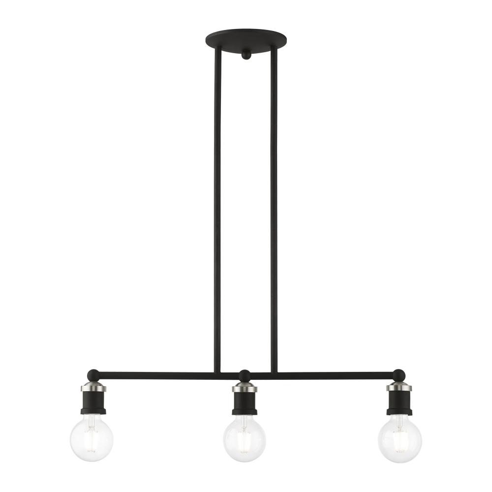 Lansdale 3-Light Black with Brushed Nickel Accents Linear Chandelier