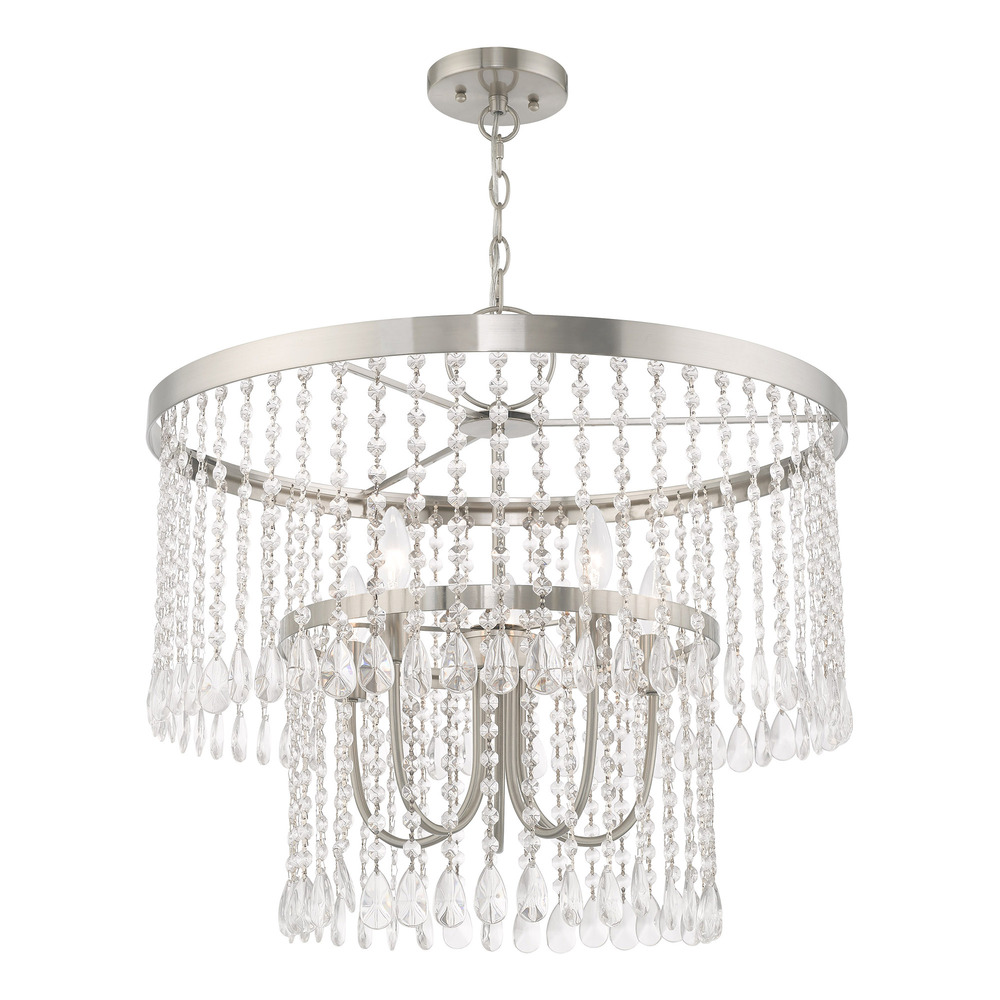 5 Lt Brushed Nickel Pendant Chandelier