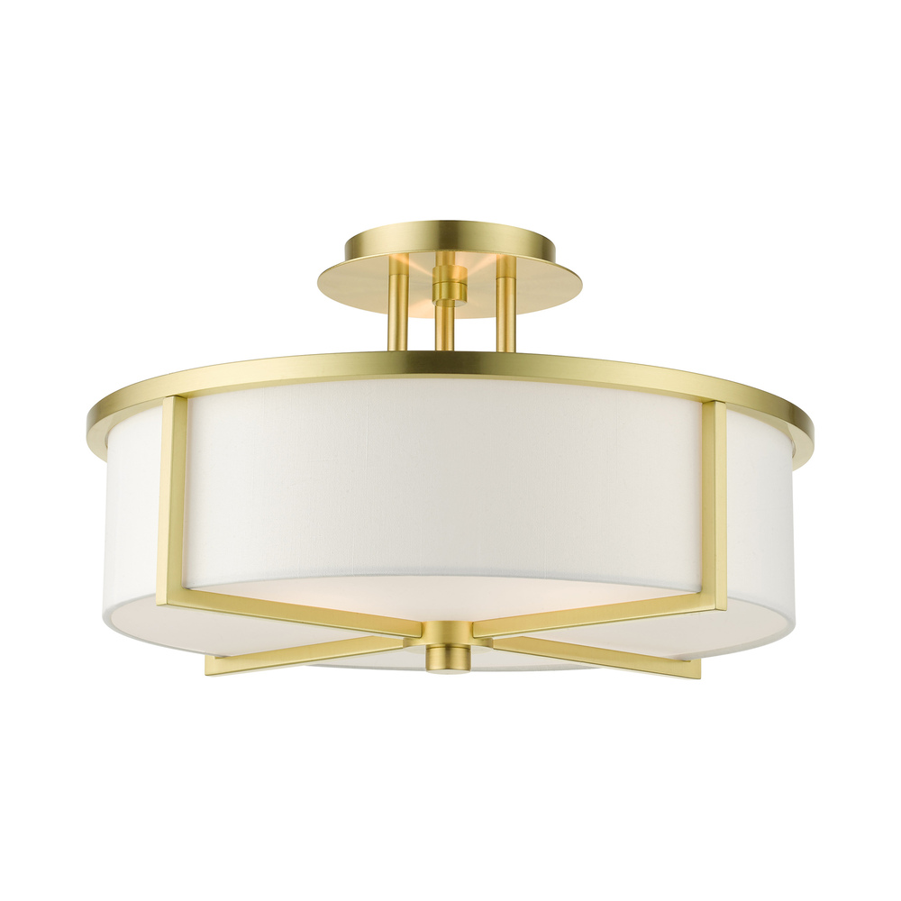 3 Lt Satin Brass  Semi Flush