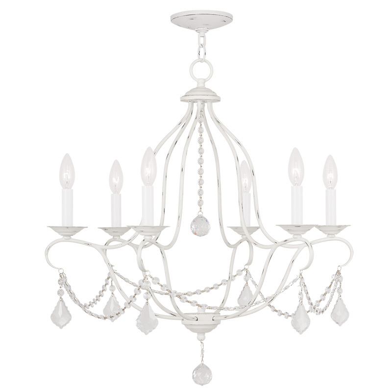 6 Light Antique White Chandelier