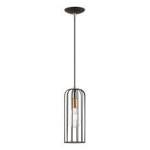 Livex Lighting 49713-07 - 1 Light Bronze with Antique Brass Accents Pendant