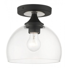 Livex Lighting 53640-04 - GLENDON 1-Light Semi-Flush in Black with Brushed Nickel Accent and Clear Glass