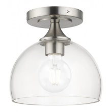 Livex Lighting 53640-91 - GLENDON 1-Light Semi-Flush in Brushed Nickel with Clear Glass