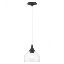 Livex Lighting 53641-04 - GLENDON 1-Light Pendant in Black with Brushed Nickel Accent and Clear Glass