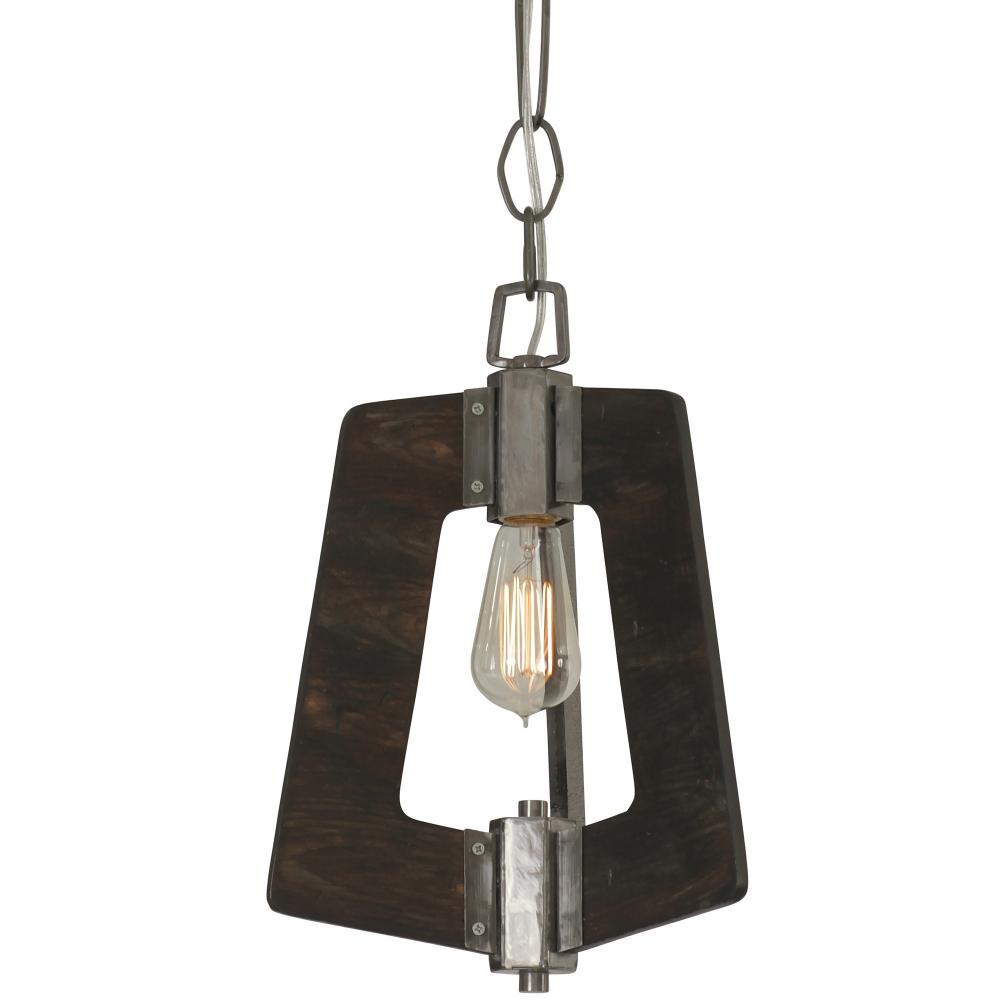 Lofty 1-Lt Mini Pendant - Steel/Zebrawood