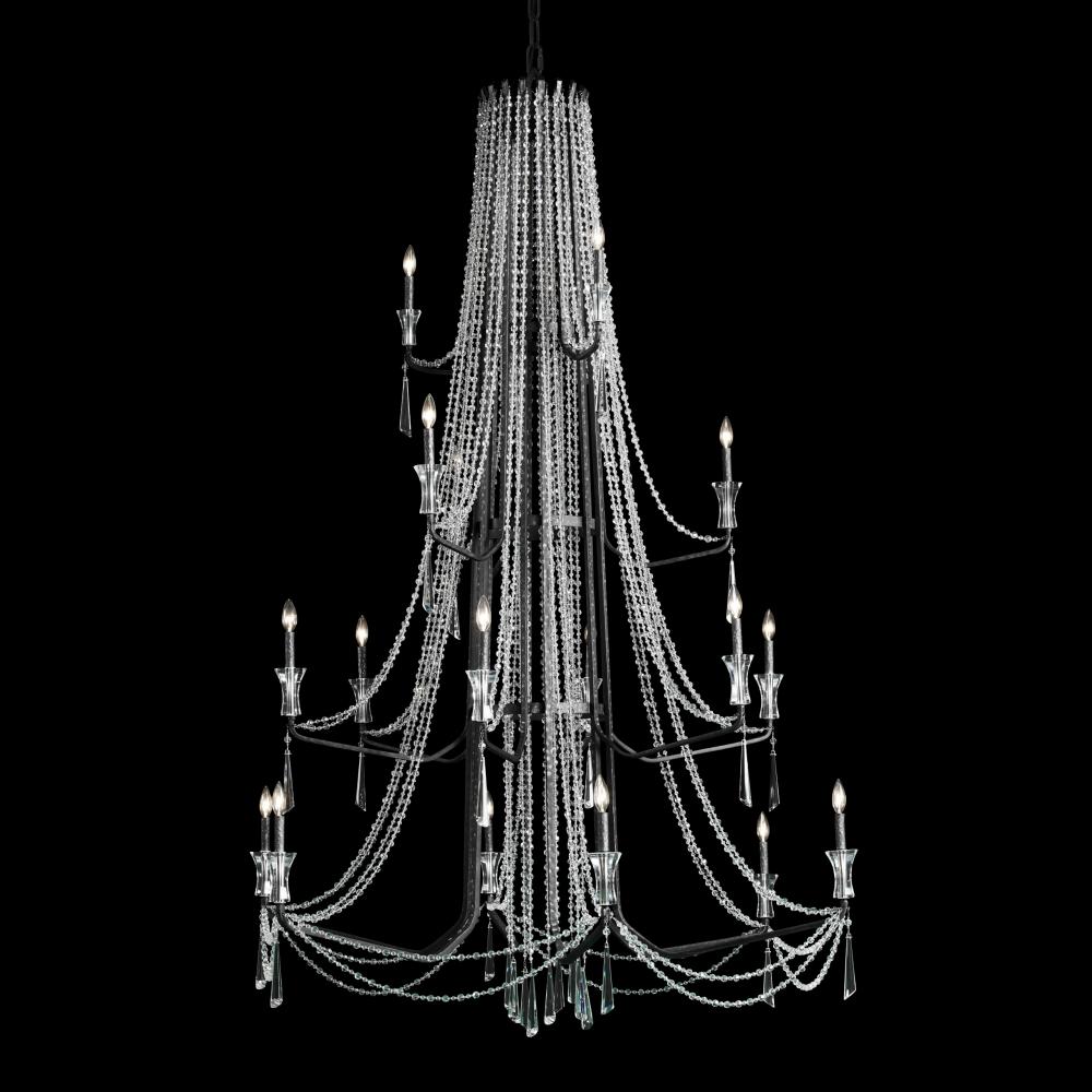 Barcelona 18-Lt 4-Tier Crystal Chandelier - Onyx