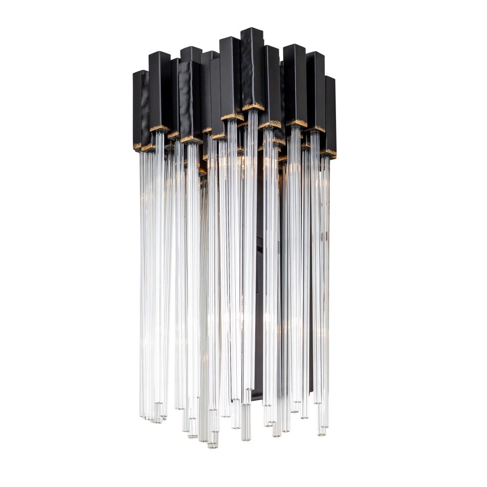 Matrix 2-Lt Sconce - Matte Black/French Gold