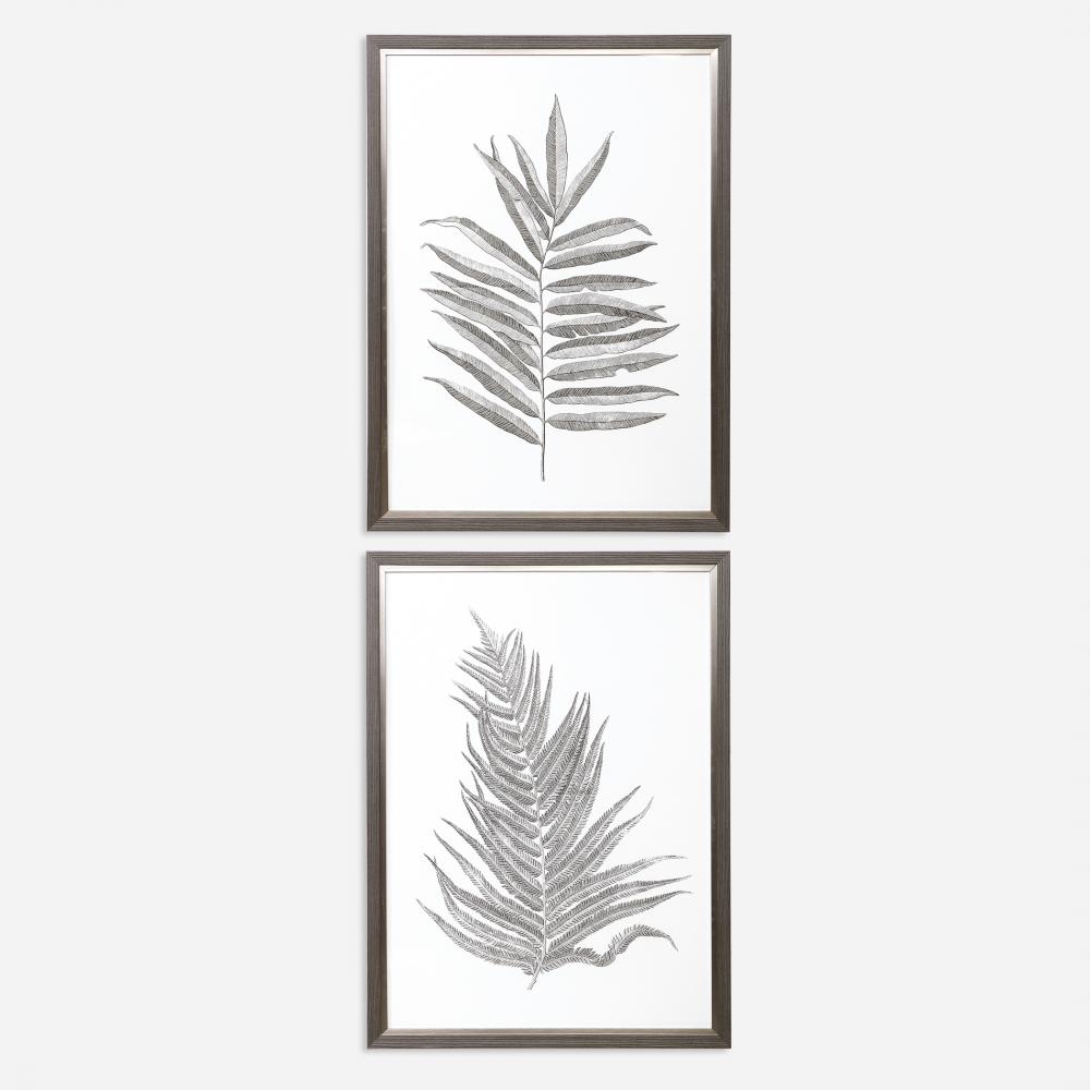 Uttermost Silver Ferns Framed Prints Set/2