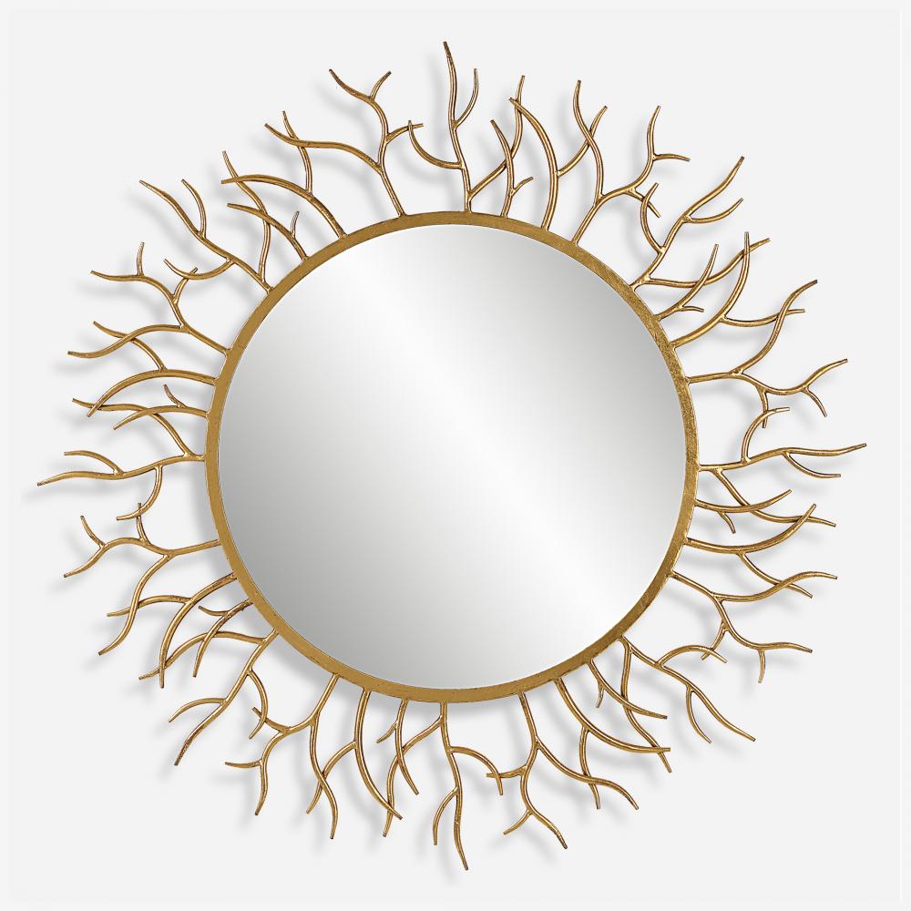 Into The Woods Gold Round Mirror