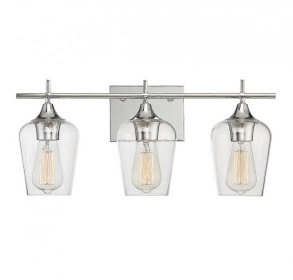 Octave 3-Light Bathroom Vanity Light in Polished Chrome