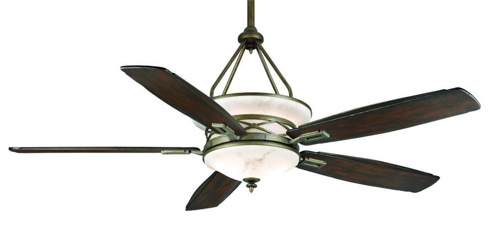 Eight Light Aged Bronze Glass: Faux Alabaster Ceiling Fan