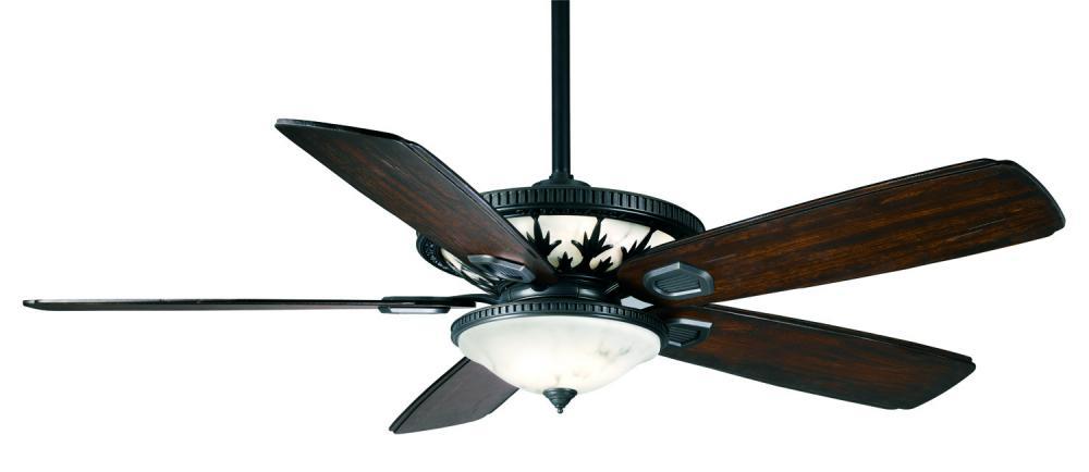 Eight Light Bullion Black Glass: Faux Alabaster Black Swirl Ceiling Fan