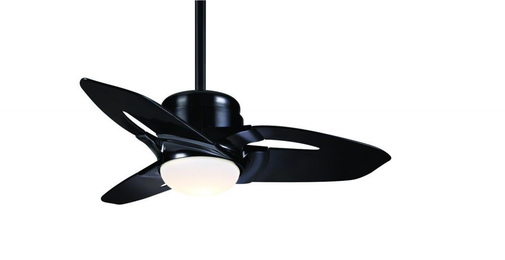 One Light Glossy Black Ceiling Fan