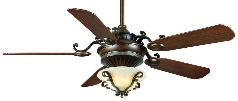 Two Light Brushed Cocoa Glass: White Frosted Ceiling Fan