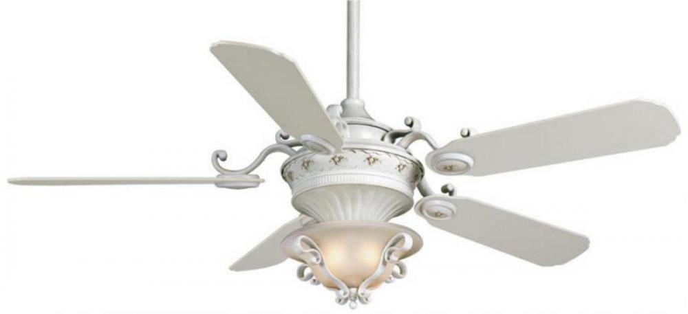 Two Light Glass: White Frosted French Crème Ceiling Fan