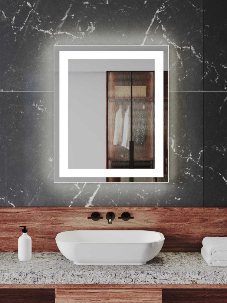 Captarent Collection 30x36 in. Rectangular Illuminated Integrated LED White Modern Mirror