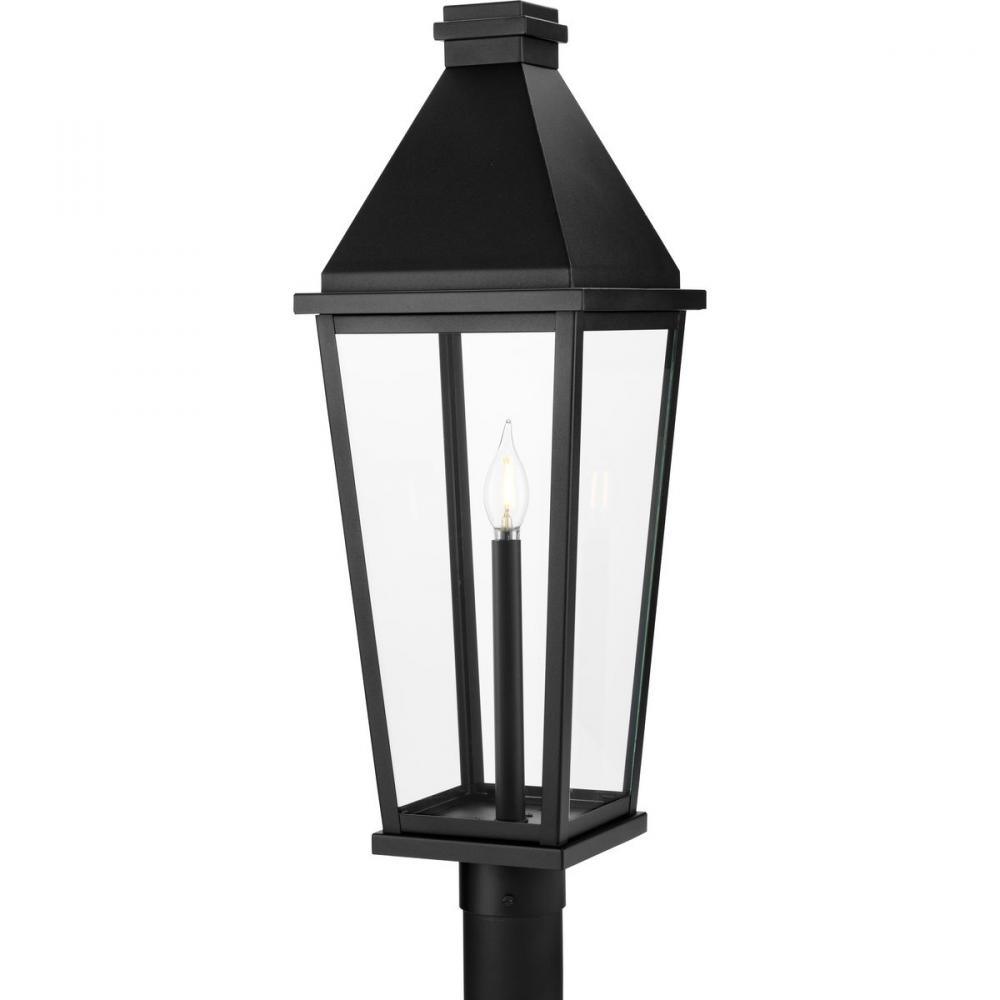 Richmond Hill Collection One-Light Textured Black Clear Glass Modern Farmhouse Outdoor Post Light