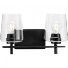 Progress P300361-31M - Calais Collection Two-Light New Traditional Matte Black Clear Glass Bath Vanity Light