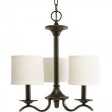 Progress P4632-20 - Inspire Collection Three-Light Antique Bronze Off-White Linen Shade Traditional Chandelier Light