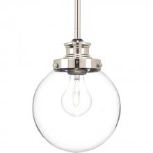 Progress P5067-104 - Penn Collection One-Light Polished Nickel Clear Glass Farmhouse Mini-Pendant Light