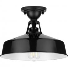 Progress P550070-031 - Cedar Springs Collection Black One-Light Farmhouse Semi-Flush Mount