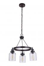 Craftmade 53623-FBDT - Foxwood 3 Light Chandelier in Flat Black/Dark Teak