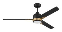 Craftmade FUL52FBSB3 - Fuller 52" 3-Blade Ceiling Fan in Flat Black/Satin Brass w/ Flat Black Blades
