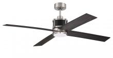Craftmade GRG56BNKFB4 - Gregory 56" 4-Blade Ceiling Fan in Brushed Polished Nickel w/ Flat Black/Greywood Blades