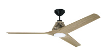 Craftmade SEA56FB3 - Sea Scape 56" 3-Blade Indoor/Outdoor (Wet) Ceiling Fan in Flat Black w/ Light Wood Grain Blades