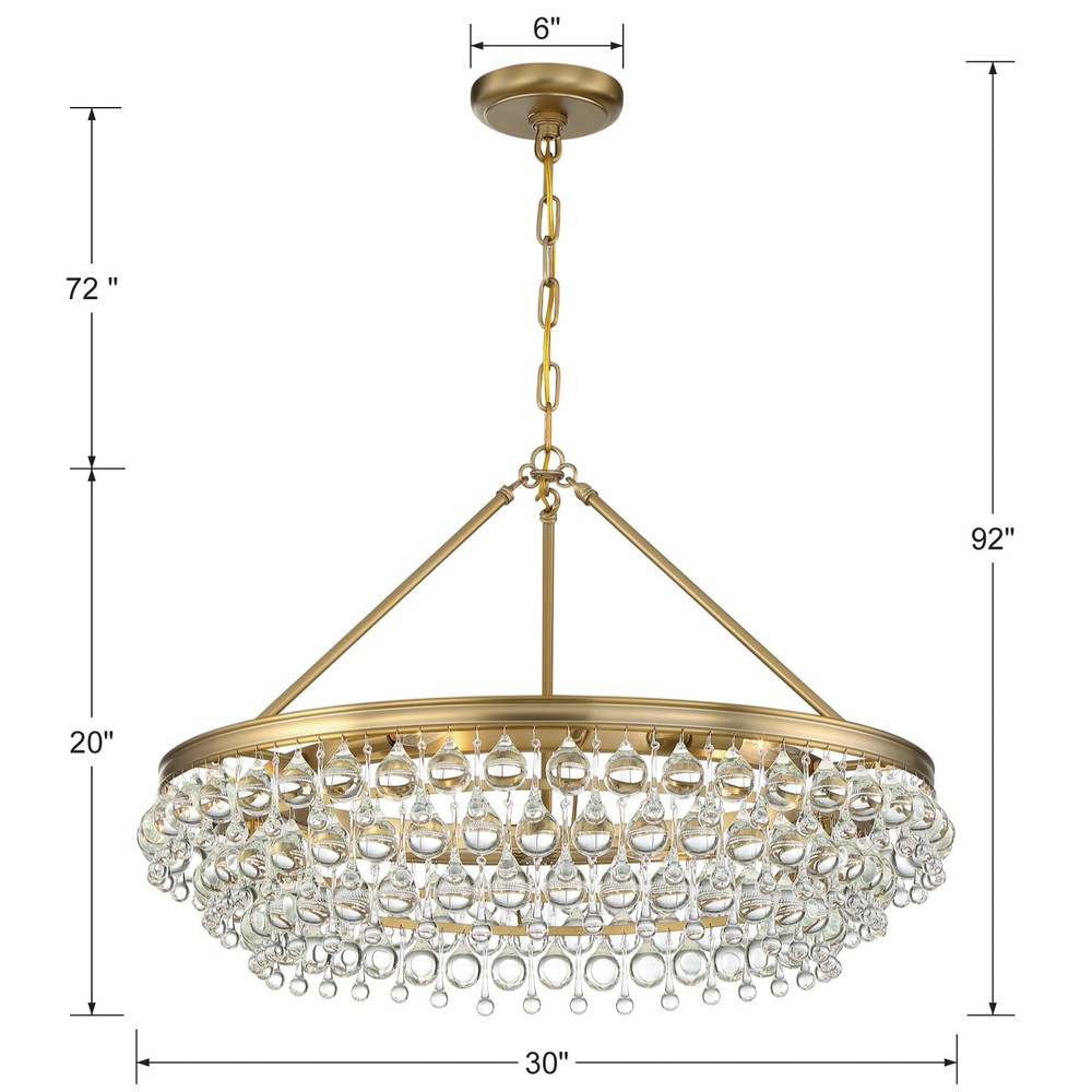 Calypso 6 Light Crystal Teardrop Vibrant Gold Chandelier