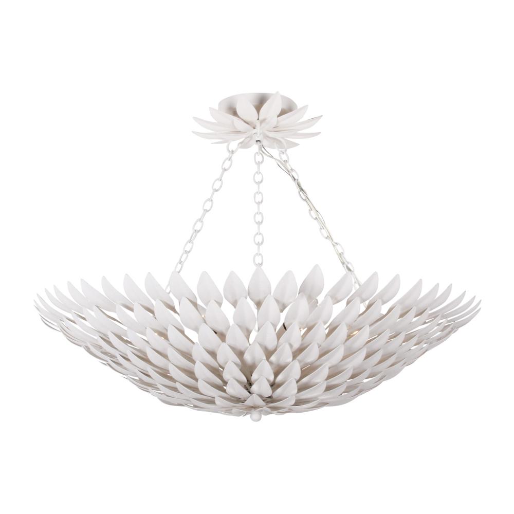 Broche 6 Light Matte White Semi Flush Mount