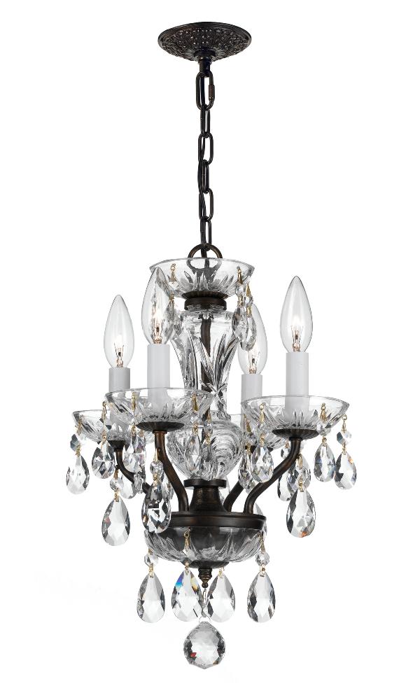 Traditional Crystal 4 Light Hand Cut Crystal English Bronze Mini Chandelier