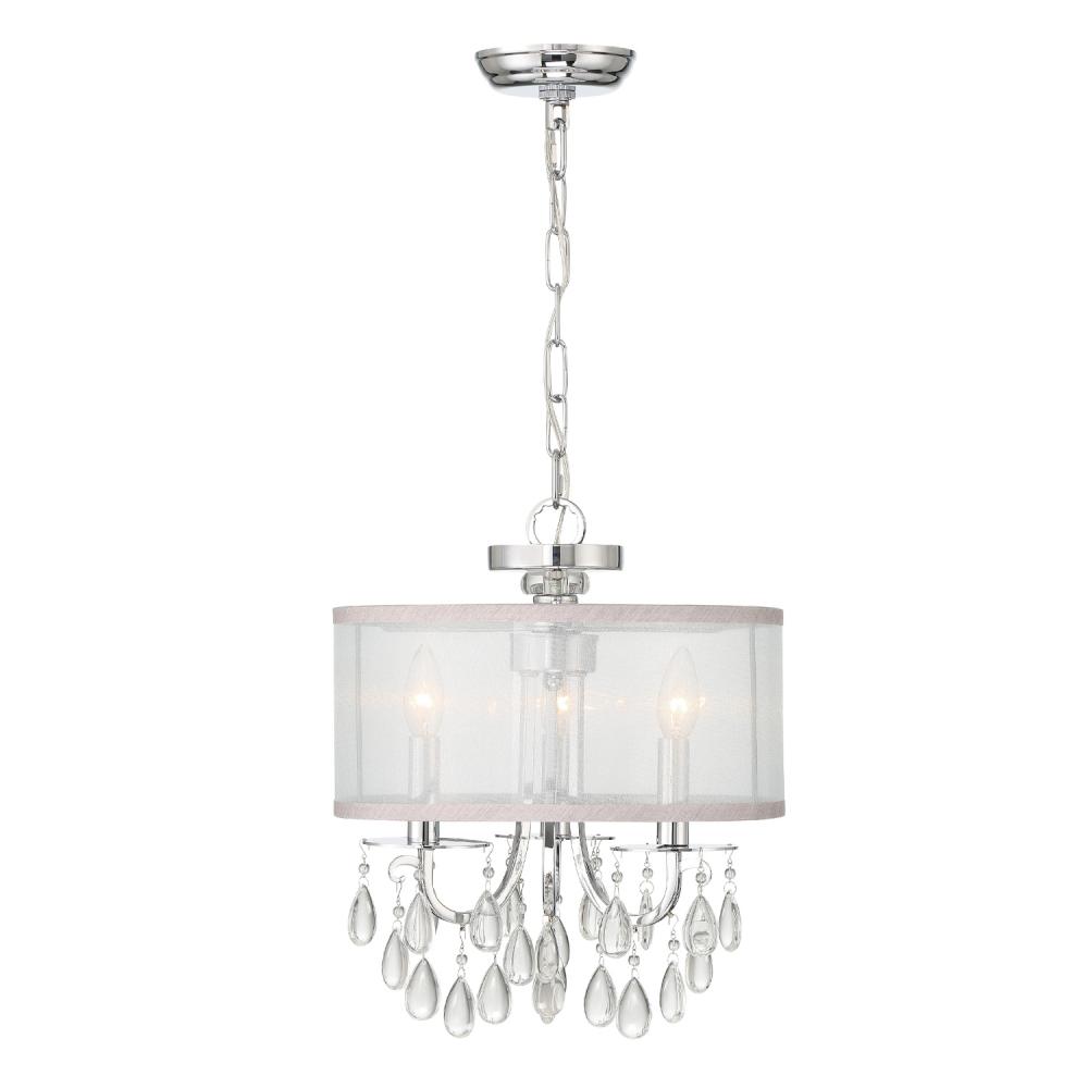 Hampton 3 Light Polished Chrome Clear Crystal Drum Shade Mini Chandelier