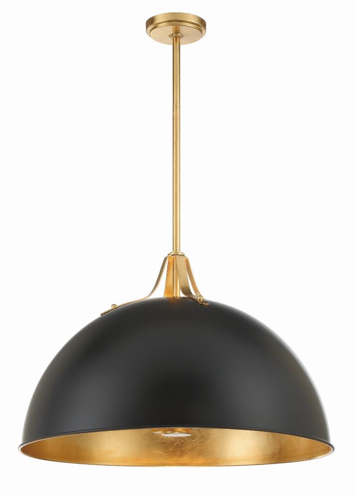 Soto 3 Light Matte Black + Antique Gold Pendant