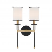Crystorama HAT-472-BF-VG - Hatfield 12'' Black Forged + Vibrant Gold Sconce