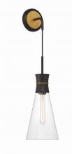 Crystorama QUN-1501-MK-TG - Quinn 1 Light Matte Black + Textured Gold Sconce