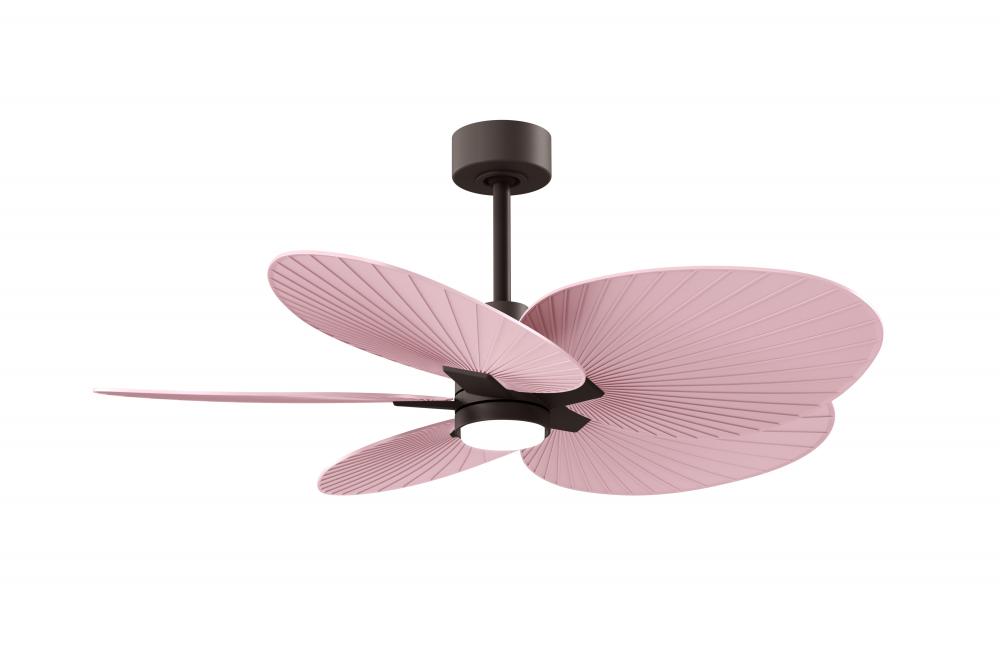 Alessandra Tropical 5-blade ceiling fan in Textured Bronze and Light Pink blades.